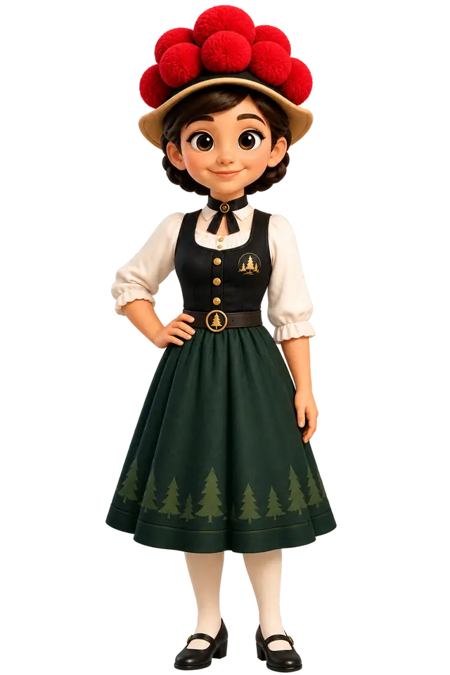 Klara, die Bollenhut-Figur von Black Forest Versicherungskonzept